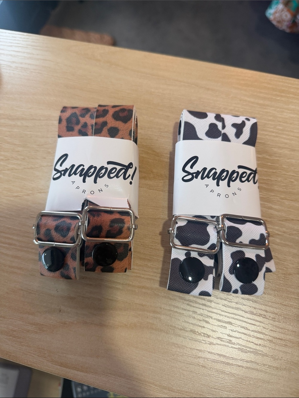 Snapped Adjustable Apron Straps - Leopard and Cow Print